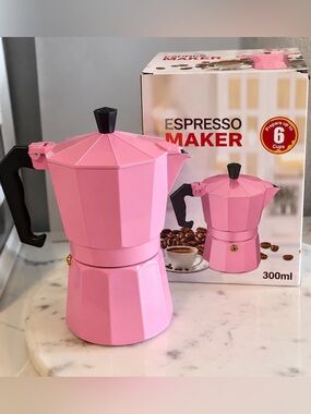 Espresso Pink Stovetop Espresso Maker by Espresso with Black Handle